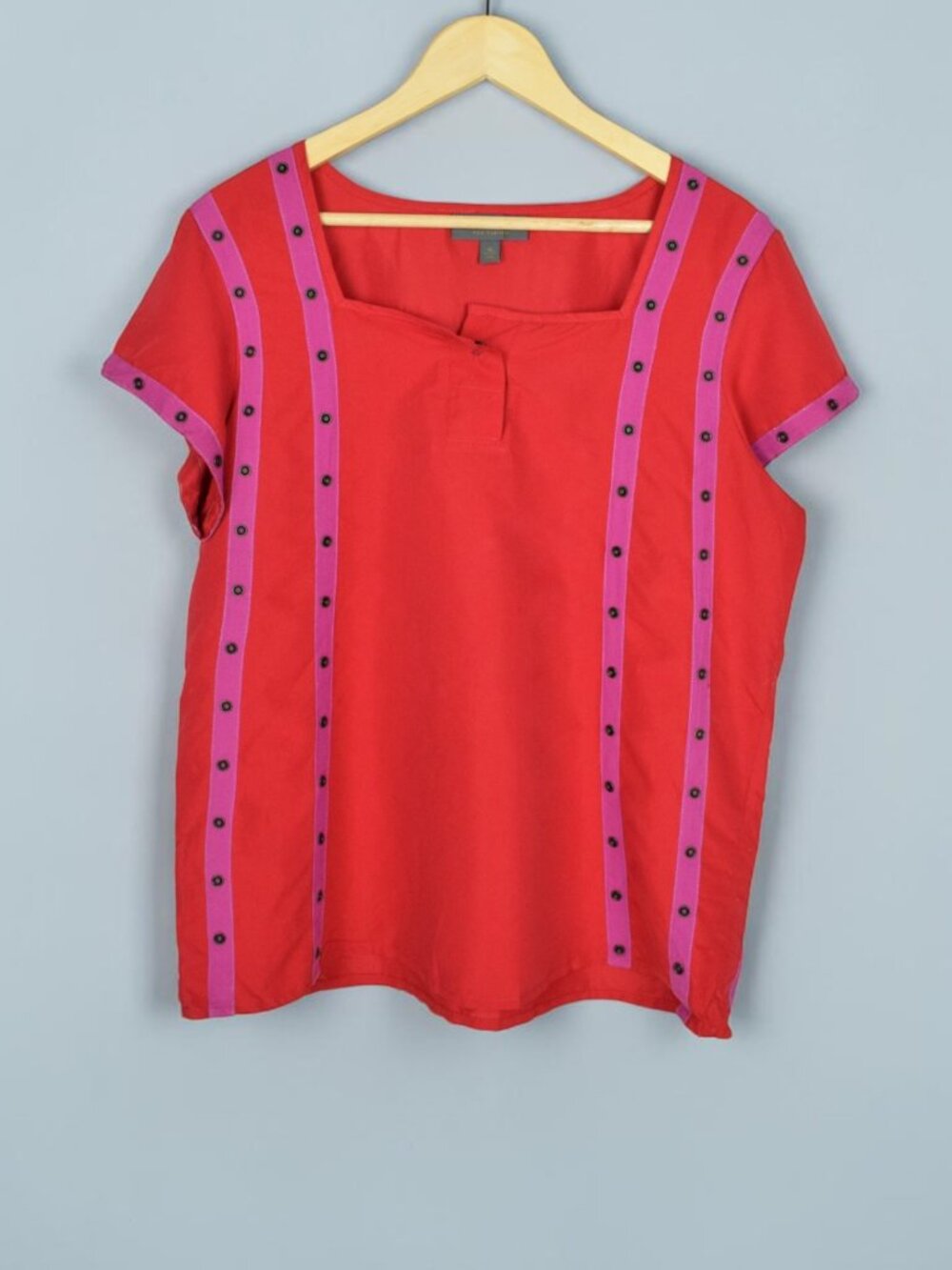 ZAC POSEN FOR TARGET RED SNAP BUTTON SQUARE NECK TOP
